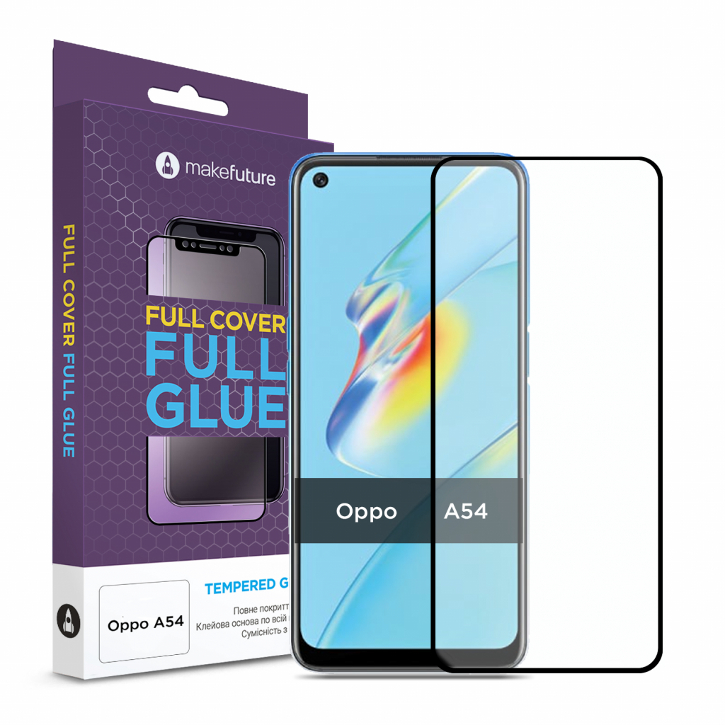 Стекло защитное MakeFuture Oppo A54 Full Cover Full Glue (MGF-OPA54)