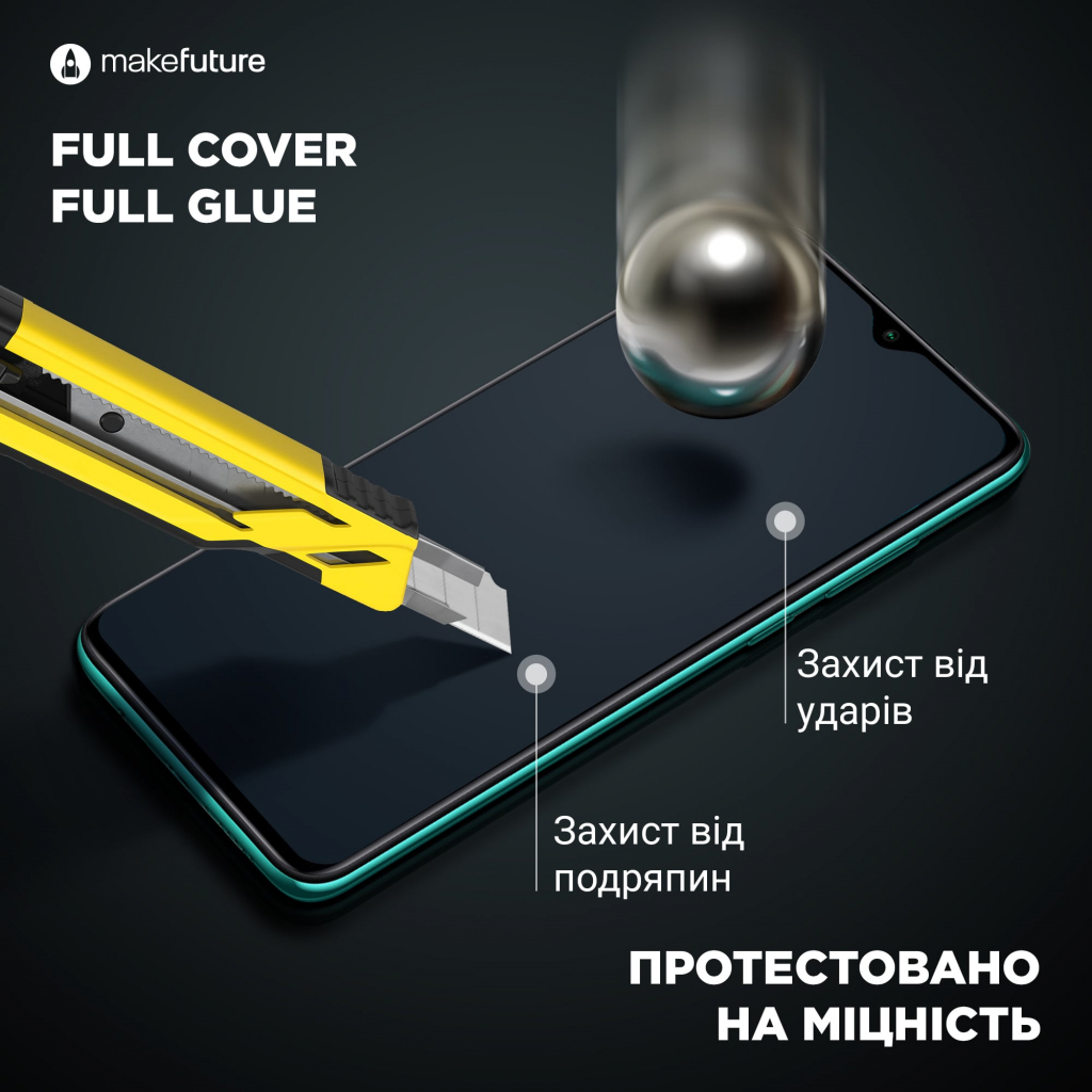 Стекло защитное MakeFuture Samsung A03s Full Cover Full Glue (MGF-SA03S) - 4