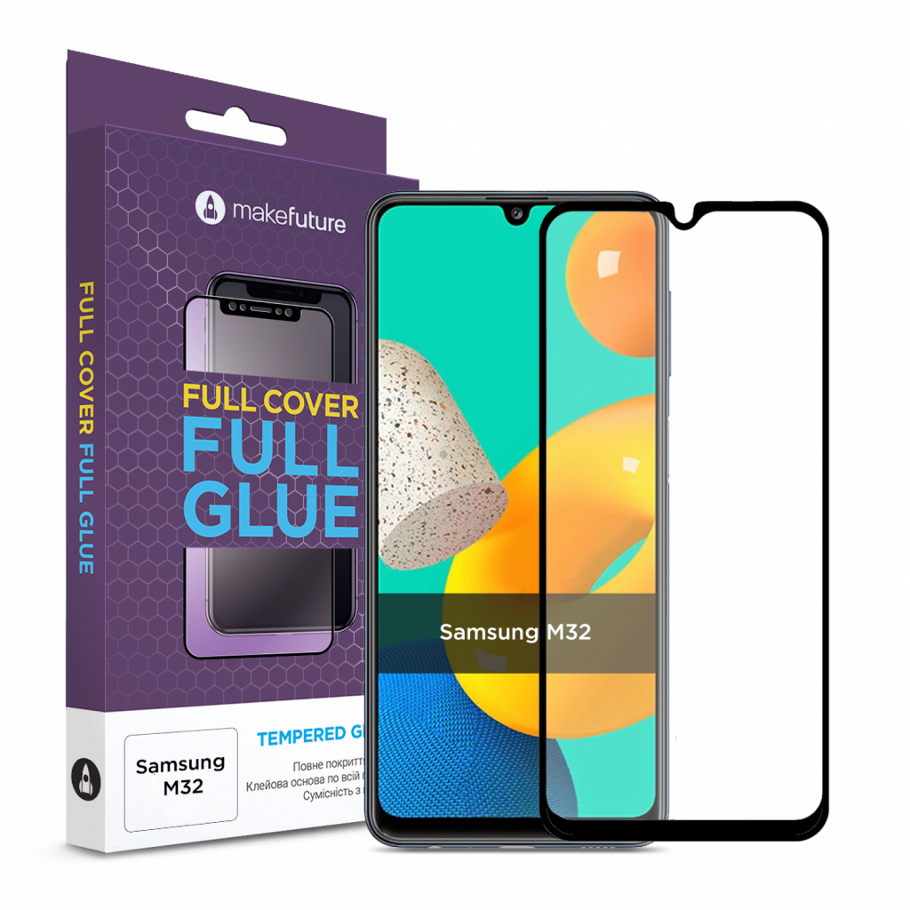 Стекло защитное MakeFuture Samsung M32 Full Cover Full Glue (MGF-SM32)