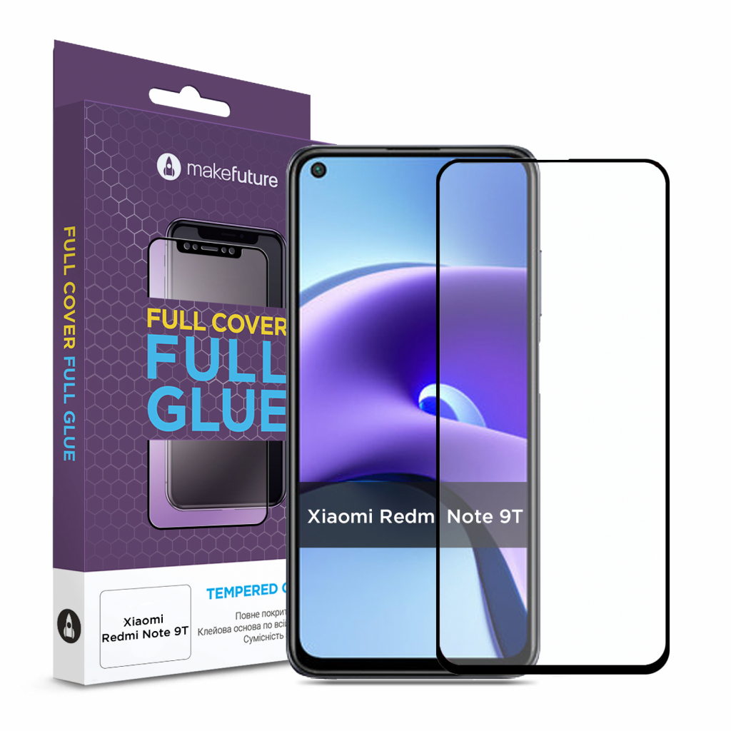 Стекло защитное MakeFuture Xiaomi Redmi Note 9T Full Cover Full Glue (MGF-XRN9T)