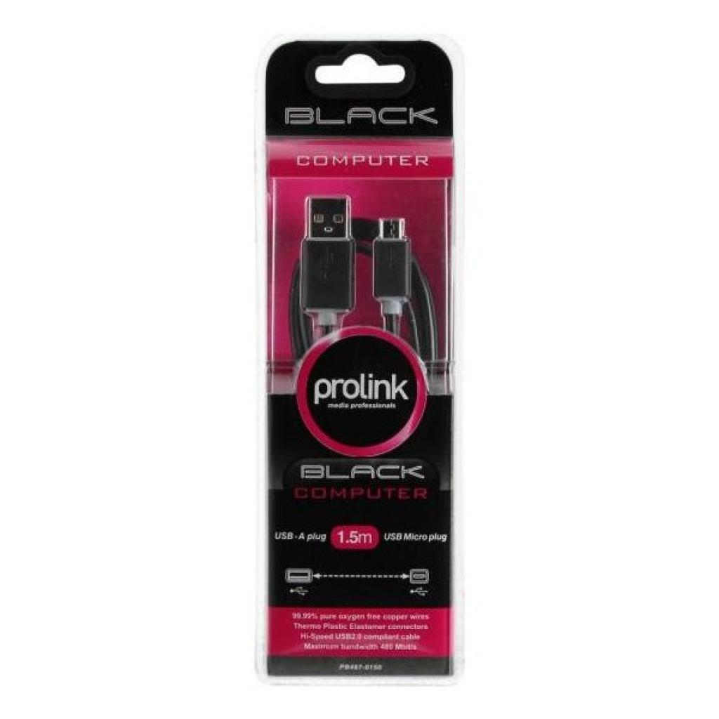 Дата кабель USB 2.0 AM to Micro 5P 1.5m Prolink (PB487-0150) - 3