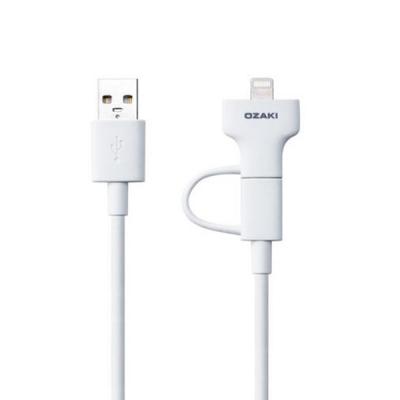 Дата кабель USB 3.0 AM to Micro 5P&Lightning 1.0m Ozaki (OT225WH)
