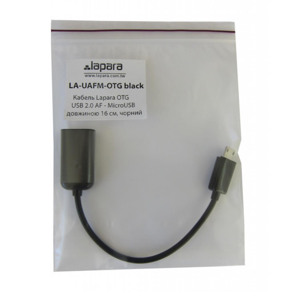 Дата кабель OTG USB 2.0 AF to Micro 5P 0.16m Lapara (LA-UAFM-OTG black) - 1