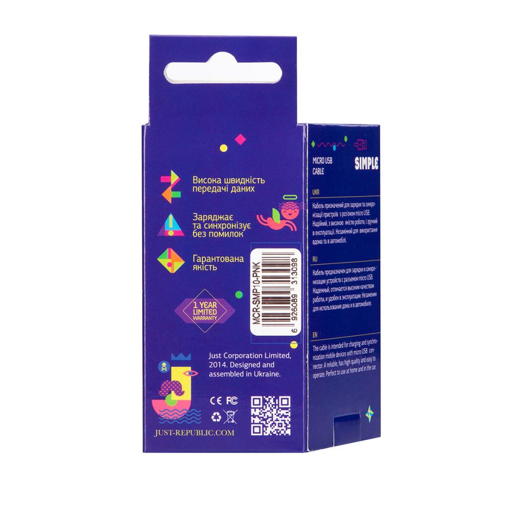 Дата кабель USB 2.0 AM to Micro 5P 1.0m Simple Pink Just (MCR-SMP10-PNK) - 1 Дата кабель USB 2.0 AM to Micro 5P 1.0m Simple Pink Just (MCR-SMP10-PNK) - 1