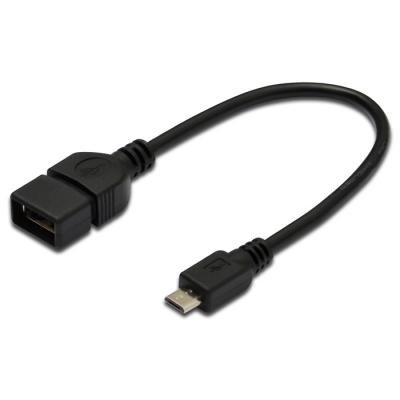 Дата кабель Digitus USB 2.0AF to microB OTG 0.2m (DK-300309-002-S)