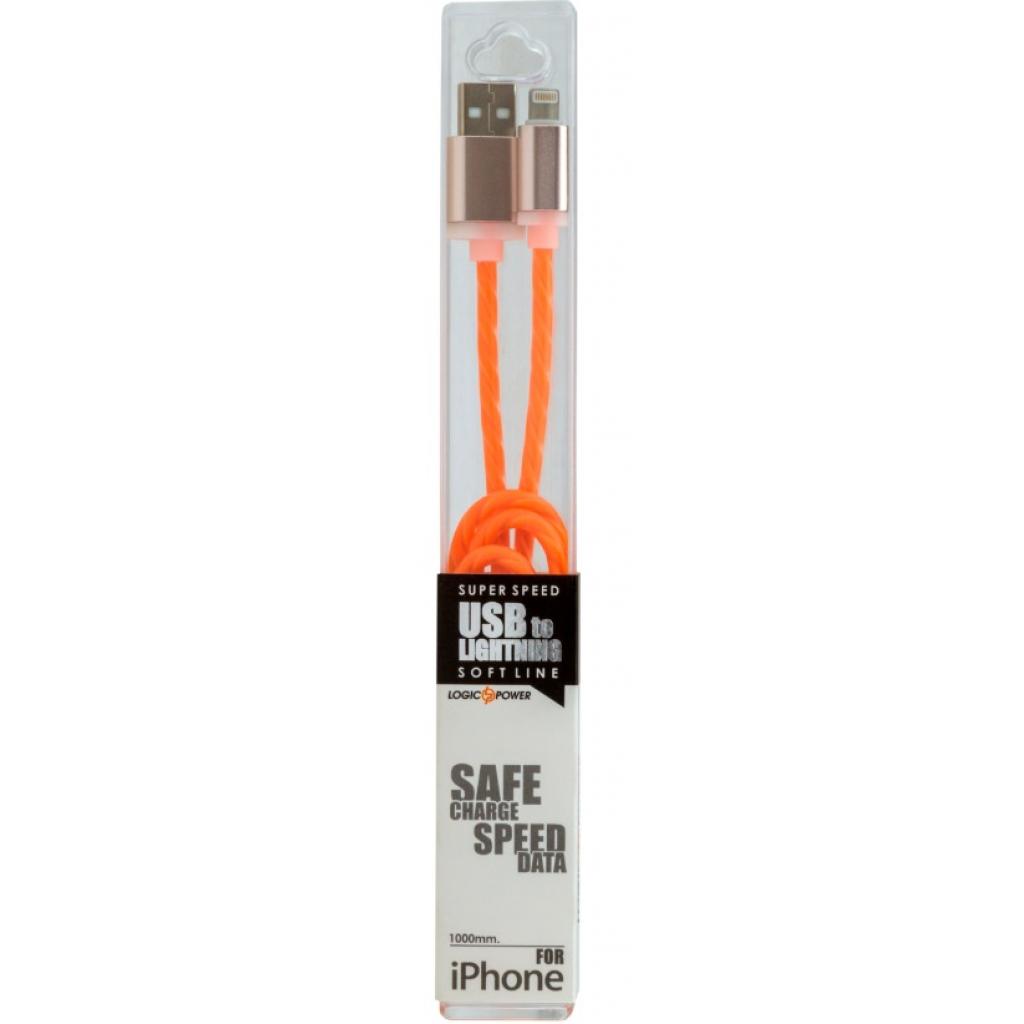Дата кабель USB 2.0 AM to Lightning 1.0m Or (силикон) оранжевый LogicPower (5146) - 2