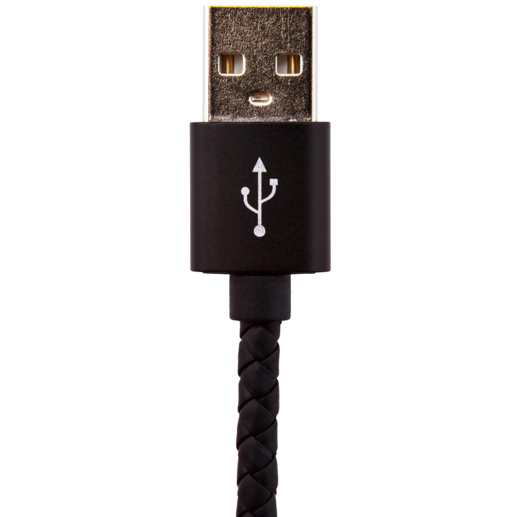 Дата кабель USB 2.0 AM to Micro 5P 1.0m B (кож. плетение) черный LogicPower (5129) - 1
