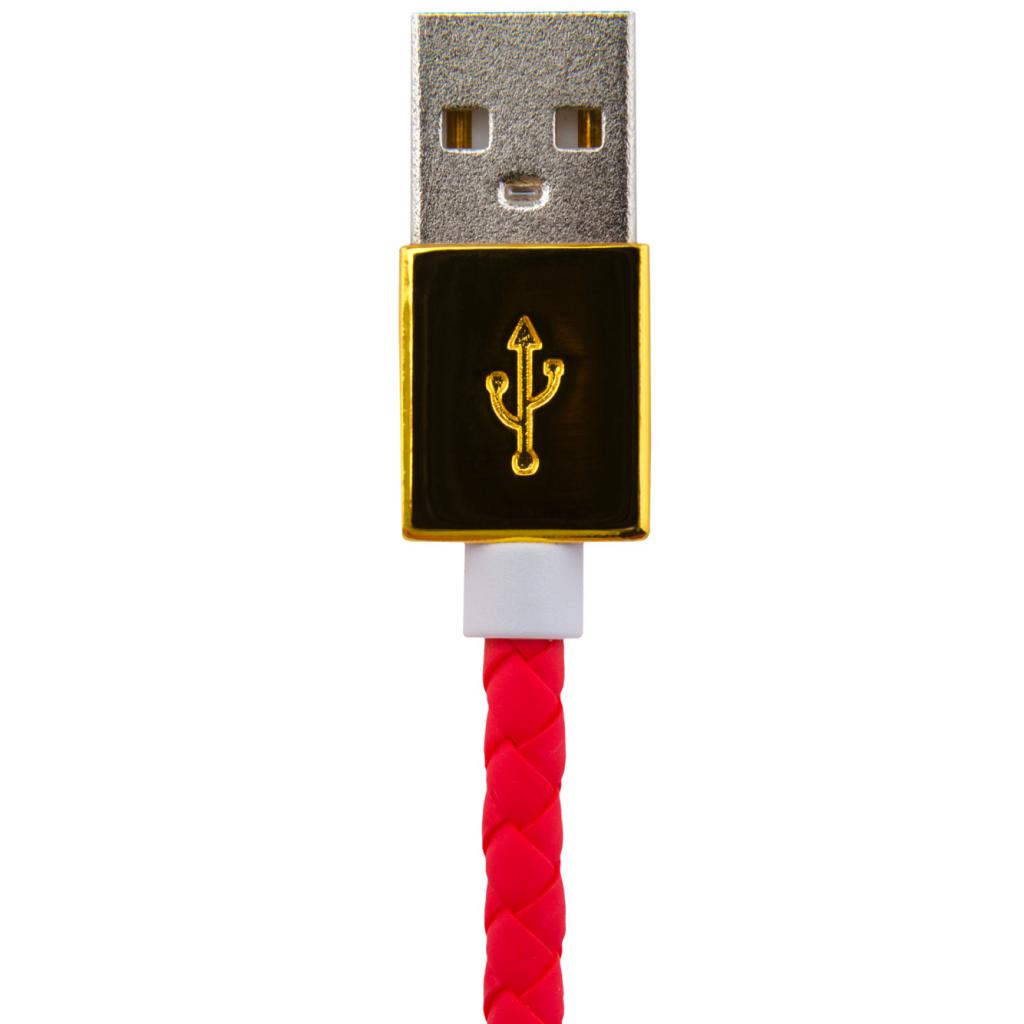 Дата кабель USB 2.0 AM to Micro 5P 1.0m R (кож. плетение) красный LogicPower (5130) - 1