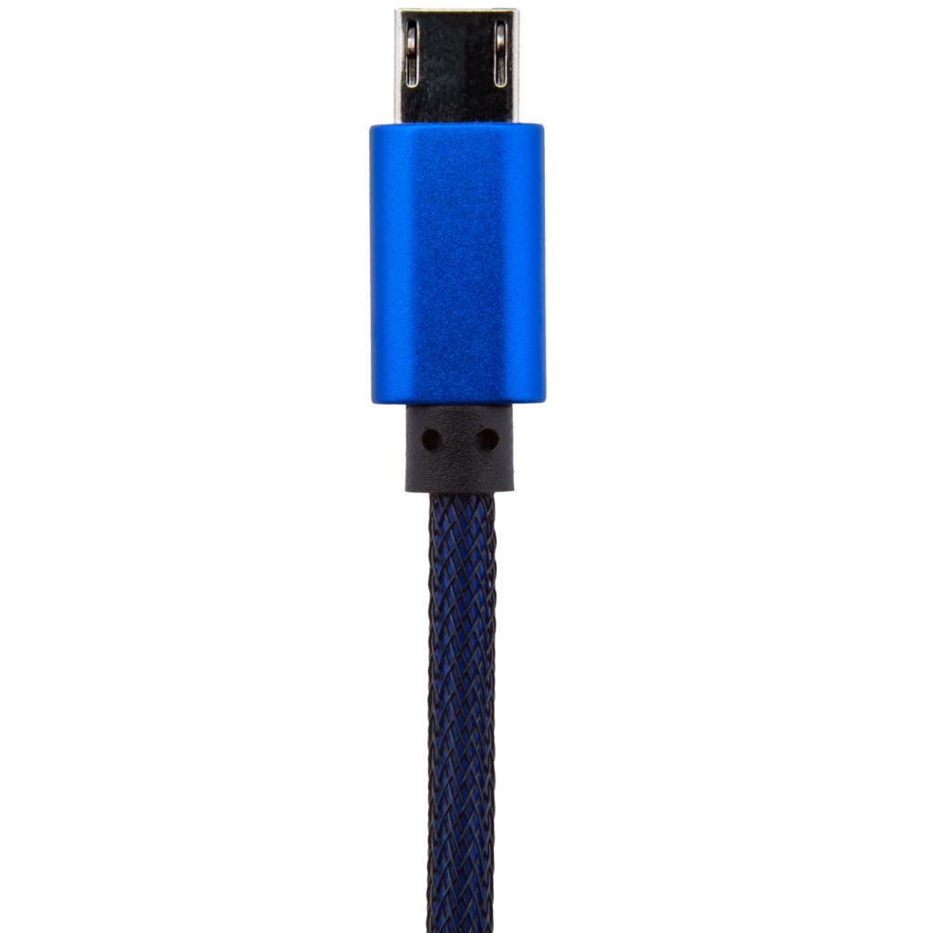 Дата кабель USB 2.0 AM to Micro 5P 1.0m Bl (метал. плетение) синий LogicPower (5118)