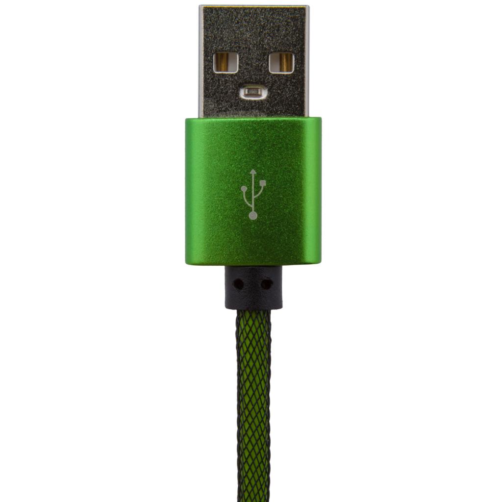 Дата кабель USB 2.0 AM to Micro 5P 1.0m Gr (метал. плетение) зеленый LogicPower (5119) - 1