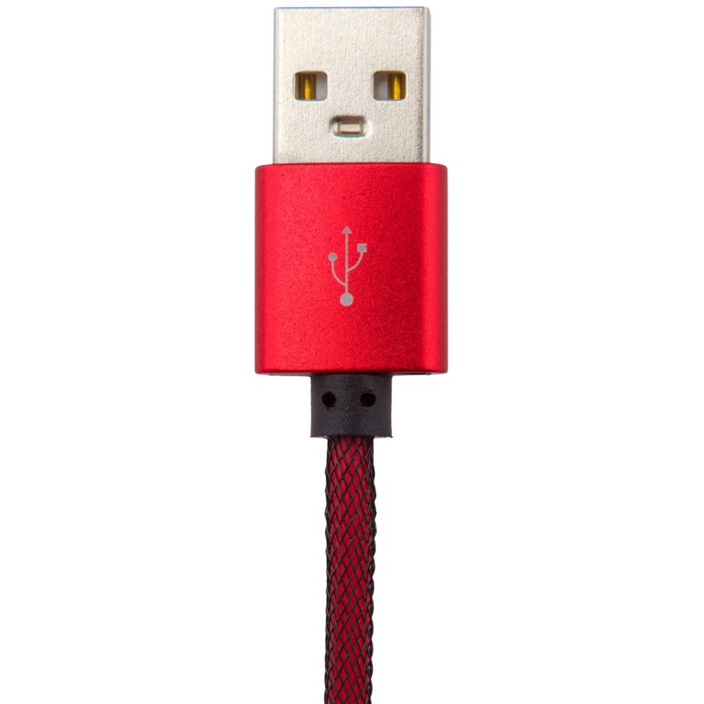 Дата кабель USB 2.0 AM to Micro 5P 1.0m R (метал. плетение) красный LogicPower (5120) - 1