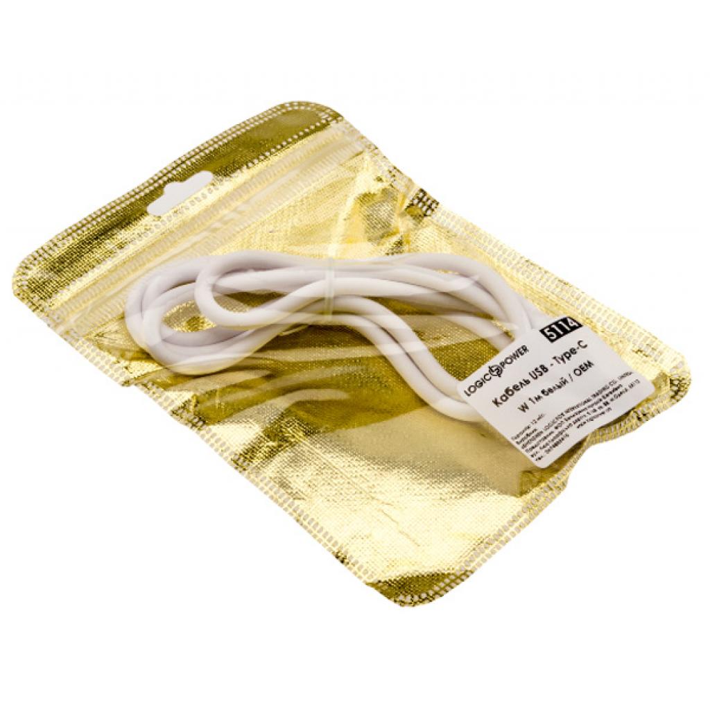 Дата кабель USB 2.0 AM to Type-C 1.0m W белый OEM LogicPower (5114) - 1