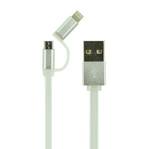 Дата кабель USB 2.0 AM to Lightning + Micro 5P 1.0m LC81 Silver LDNIO (48258)