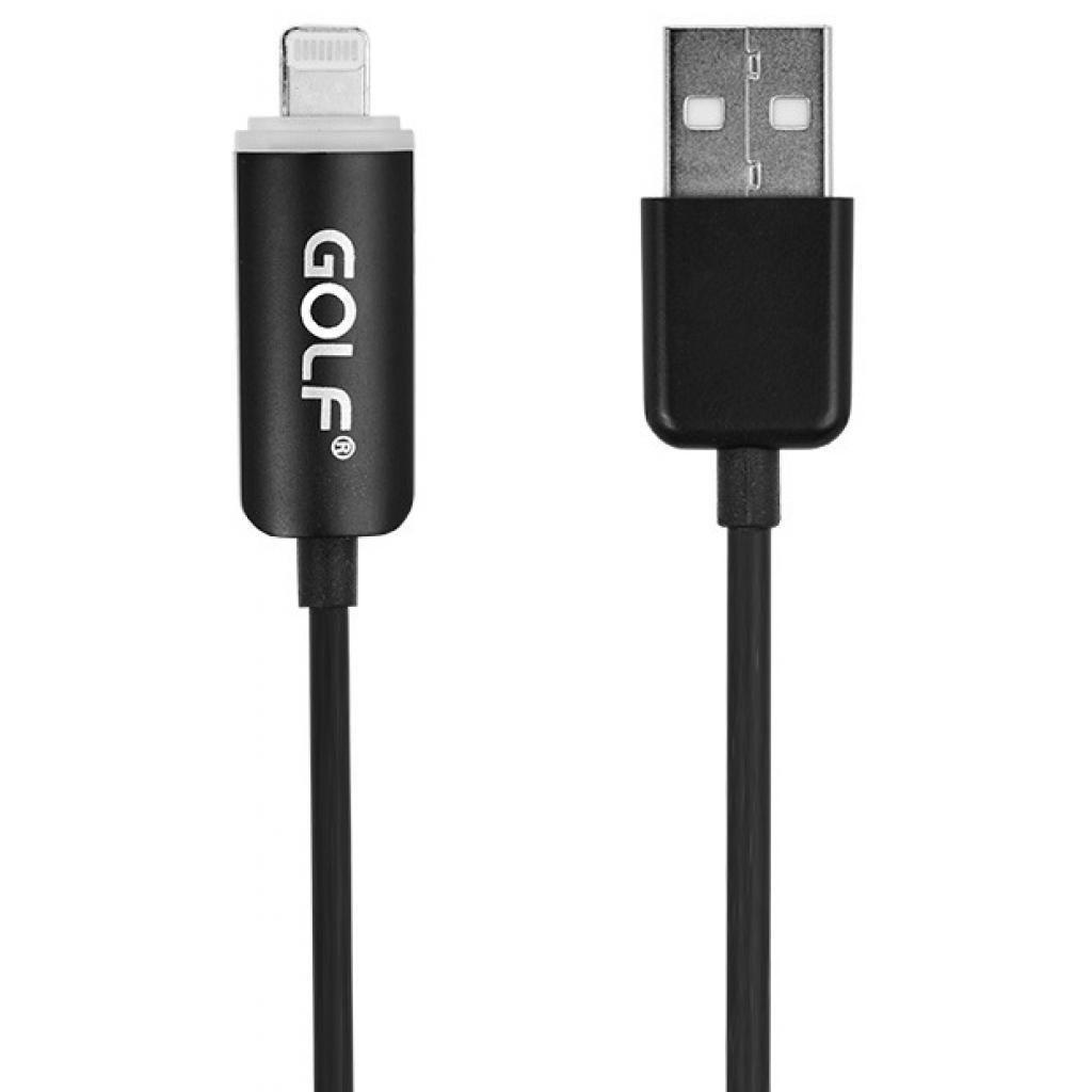 Дата кабель USB 2.0 AM to Lightning LED Black Golf (46461)