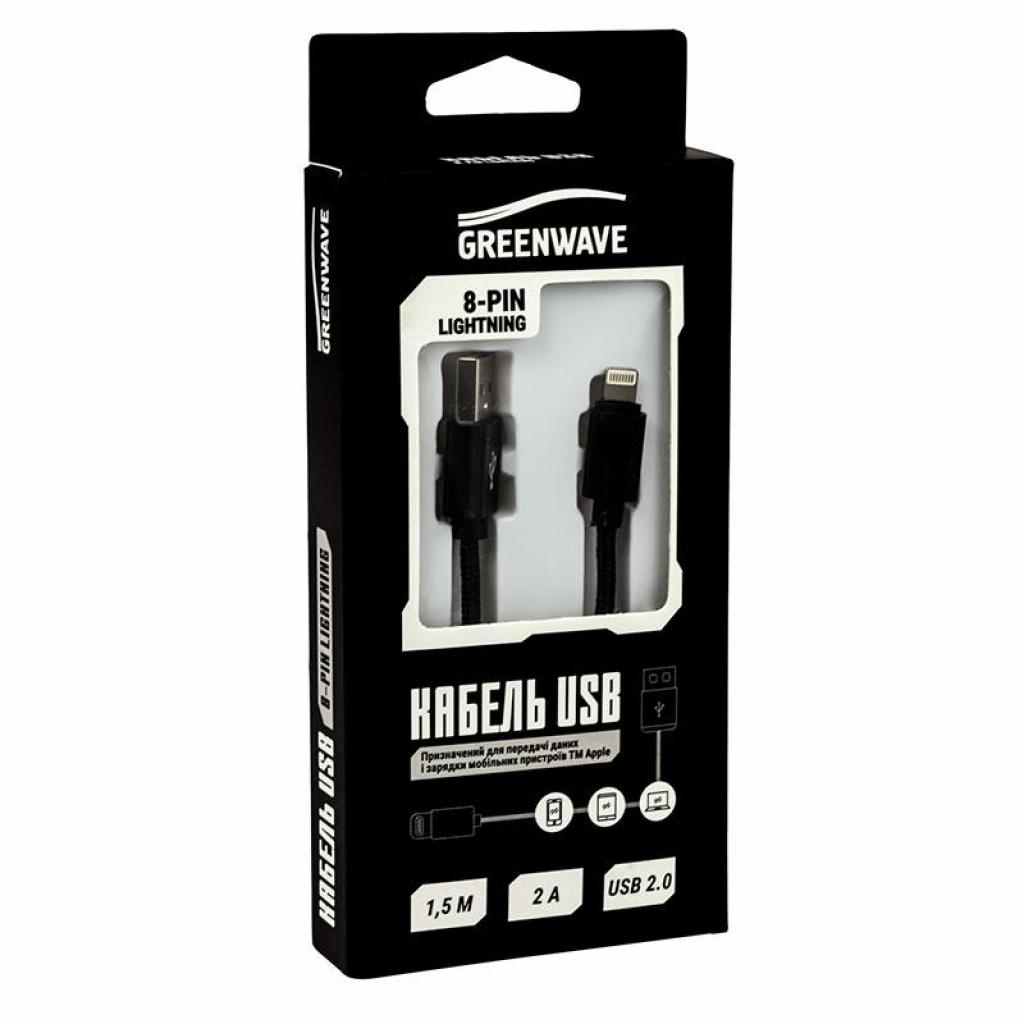 Дата кабель USB 2.0 AM to Lightning 1.0m DC-IP-152NR black Greenwave (R0014165) - 2