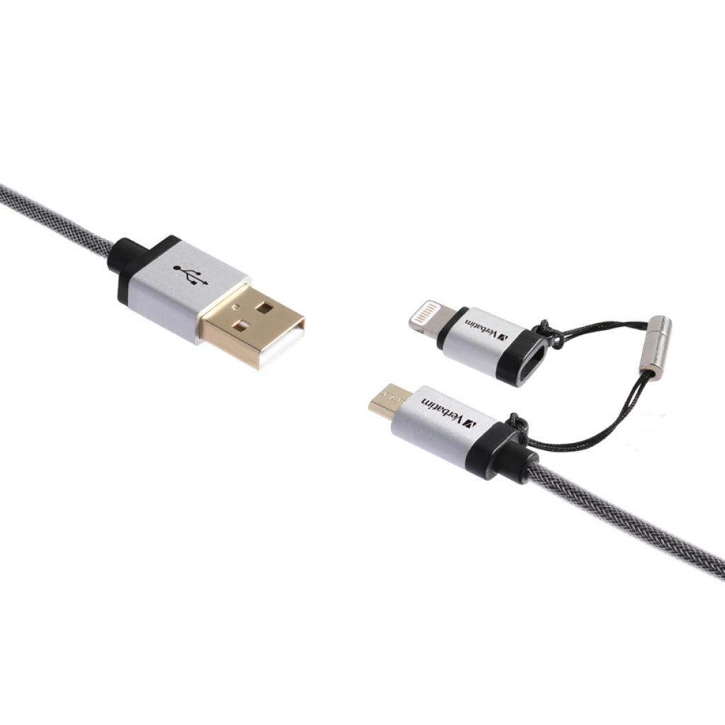 Дата кабель USB 2.0 AM to Lightning + Micro 5P 1.2m Verbatim (48857) - 1