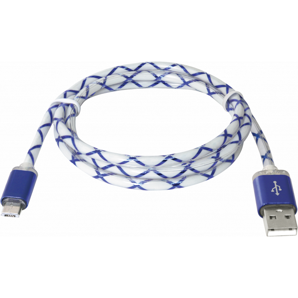 Дата кабель USB08-03LT USB - Micro USB, BlueLED backlight, 1m Defender (87555) - 1 Дата кабель USB08-03LT USB - Micro USB, BlueLED backlight, 1m Defender (87555) - 1
