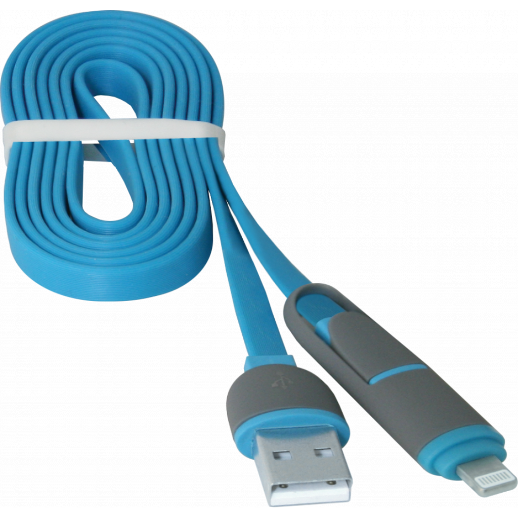Дата кабель USB10-03BP USB - Micro USB/Lightning, blue, 1m Defender (87487) - 3 Дата кабель USB10-03BP USB - Micro USB/Lightning, blue, 1m Defender (87487) - 3