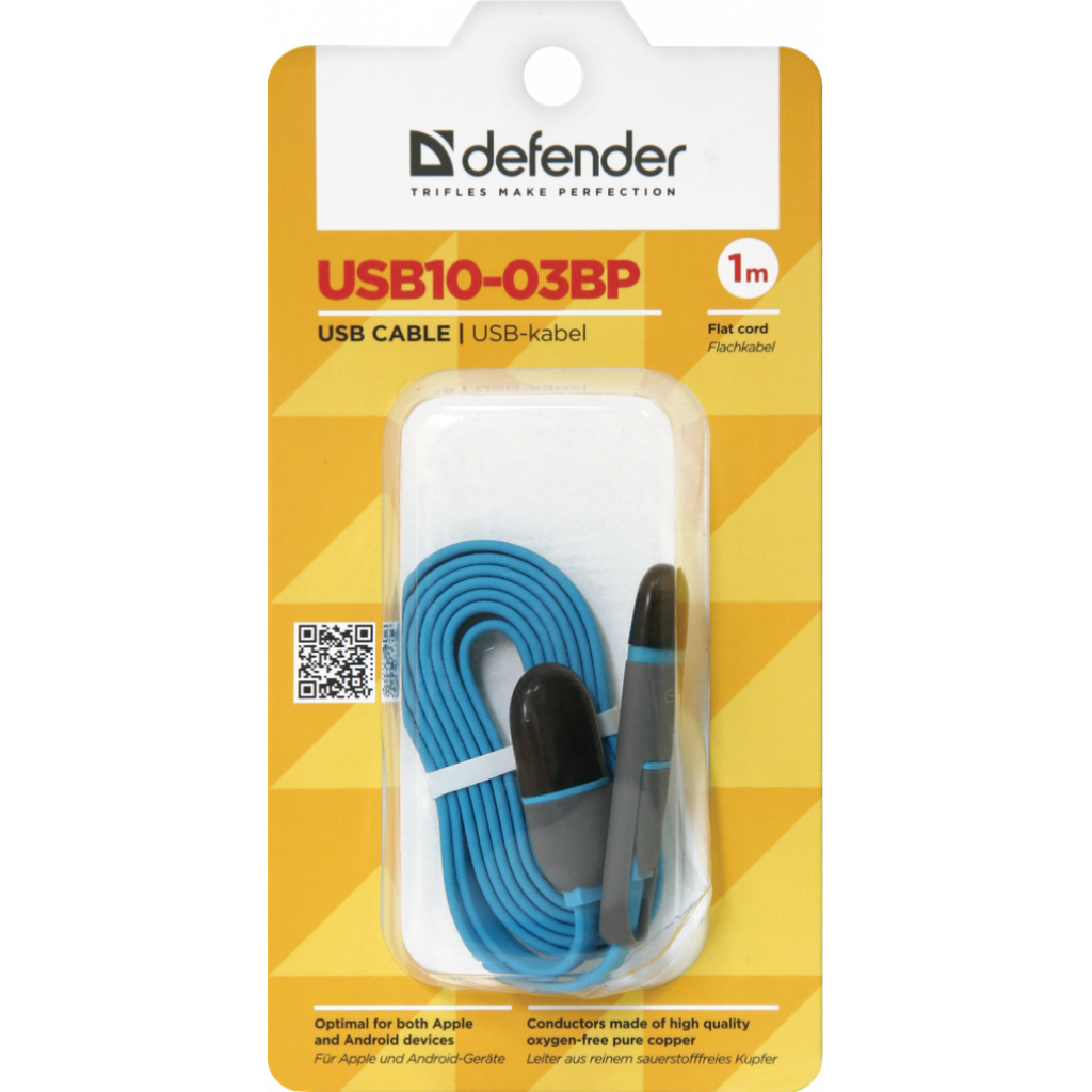 Дата кабель USB10-03BP USB - Micro USB/Lightning, blue, 1m Defender (87487) - 4 Дата кабель USB10-03BP USB - Micro USB/Lightning, blue, 1m Defender (87487) - 4