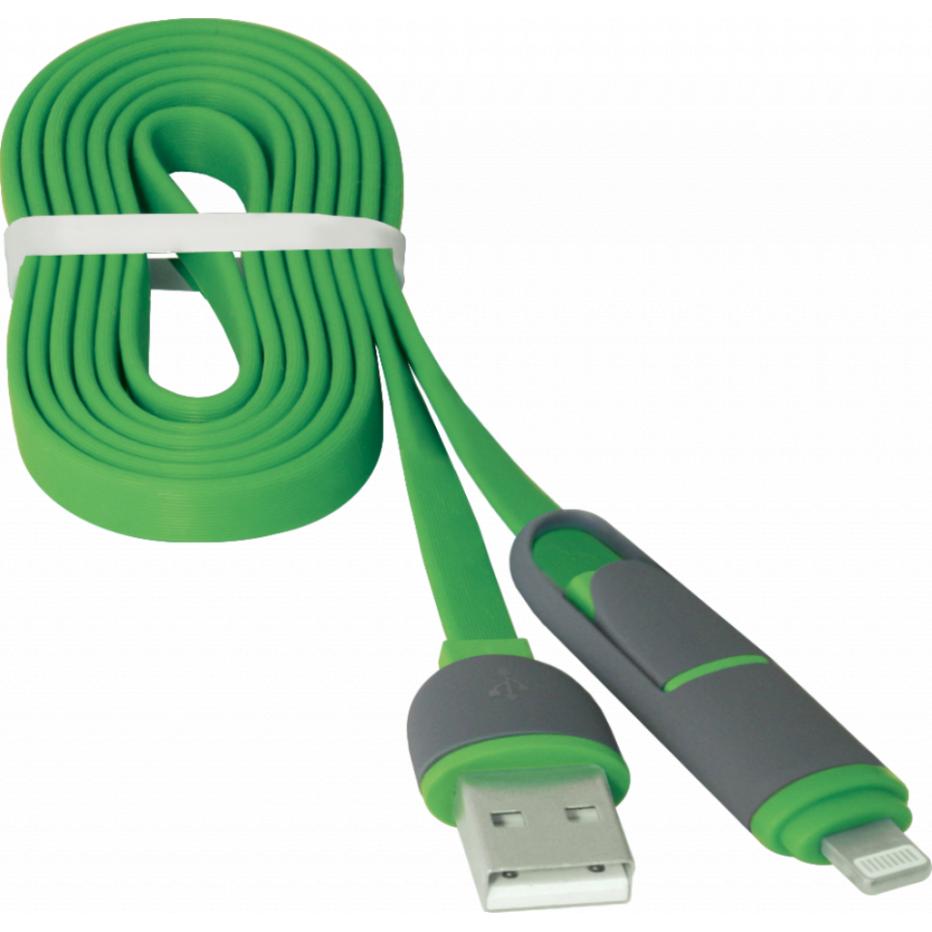 Дата кабель USB10-03BP USB - Micro USB/Lightning, green, 1m Defender (87489) - 3 Дата кабель USB10-03BP USB - Micro USB/Lightning, green, 1m Defender (87489) - 3