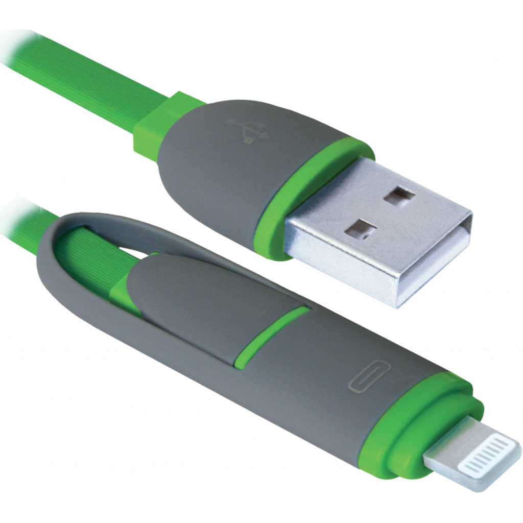 Дата кабель USB10-03BP USB - Micro USB/Lightning, green, 1m Defender (87489) Дата кабель USB10-03BP USB - Micro USB/Lightning, green, 1m Defender (87489)