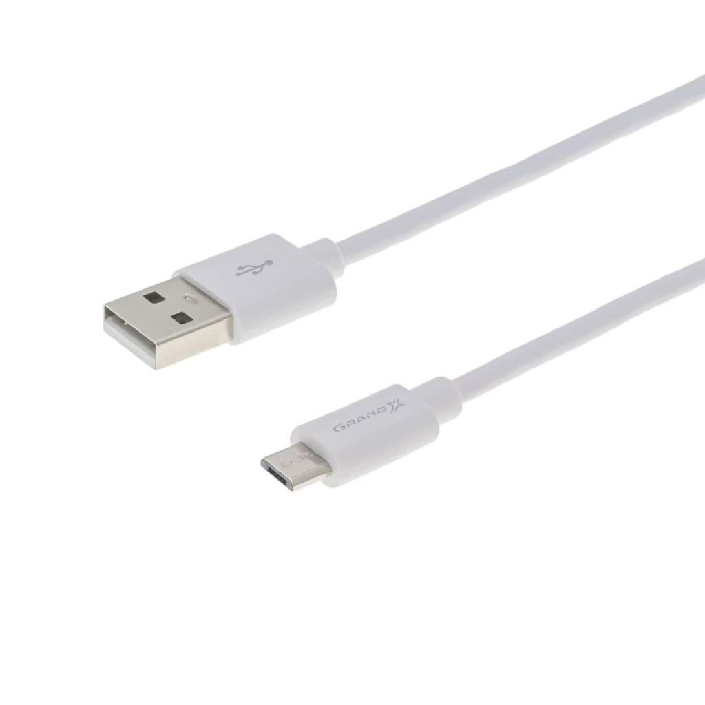 Дата кабель USB 2.0 AM to Micro 5P 1.0m White Grand-X (PM01W) - 1