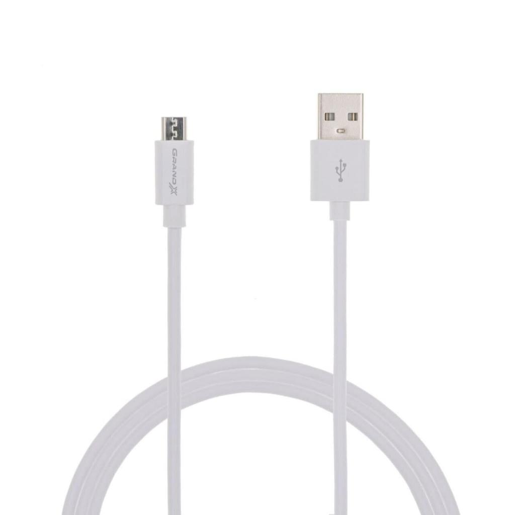 Дата кабель USB 2.0 AM to Micro 5P 1.0m White Grand-X (PM01W)