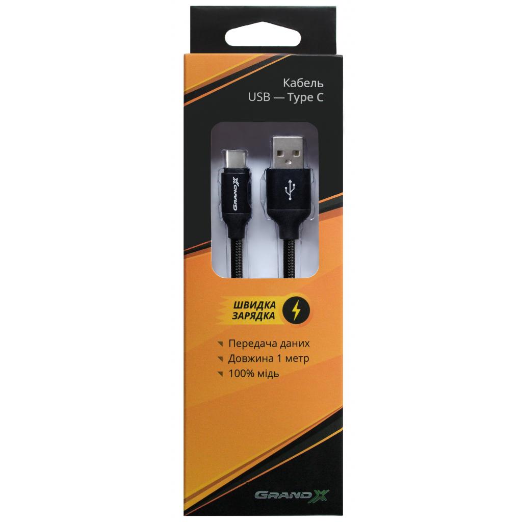 Дата кабель USB 2.0 AM to Type-C 1.0m Black Grand-X (MC-01B) - 4
