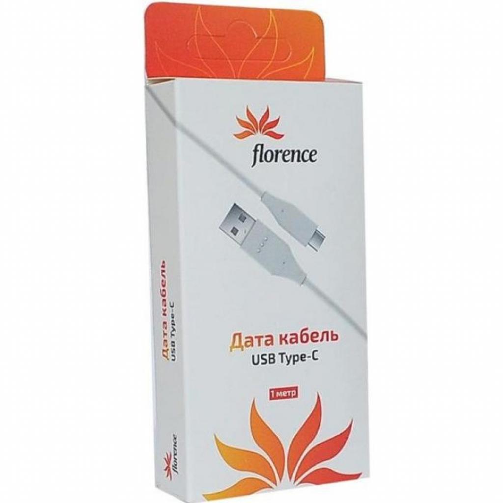 Дата кабель USB Type C 2A White Florence (RL042819 / DC20-TypeC)