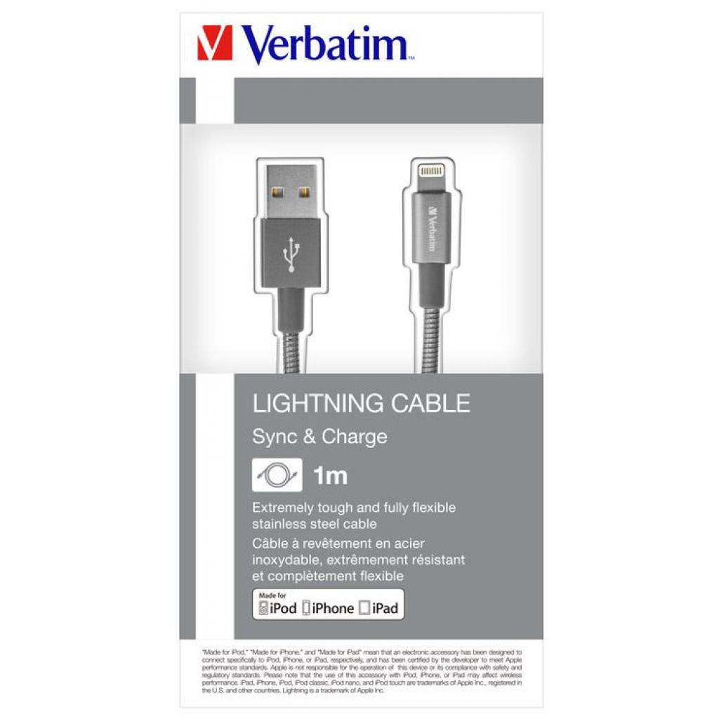 Дата кабель USB 2.0 AM to Lightning 1.0m grey Verbatim (48860) - 4