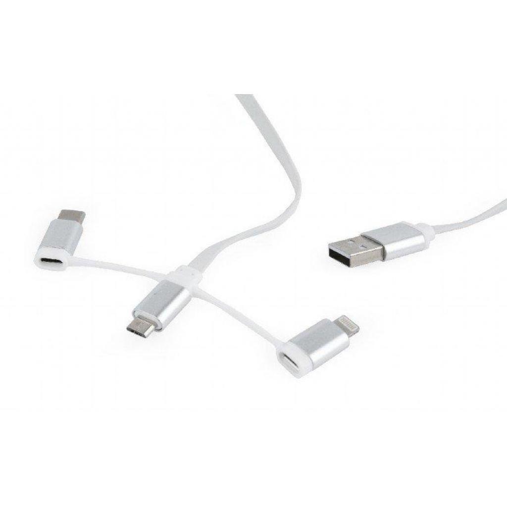 Дата кабель USB 2.0 AM to Lightning + Micro 5P + Type-C 1.0m Cablexpert (CC-USB2-AMLM32-1M-W) - 1 Дата кабель USB 2.0 AM to Lightning + Micro 5P + Type-C 1.0m Cablexpert (CC-USB2-AMLM32-1M-W) - 1