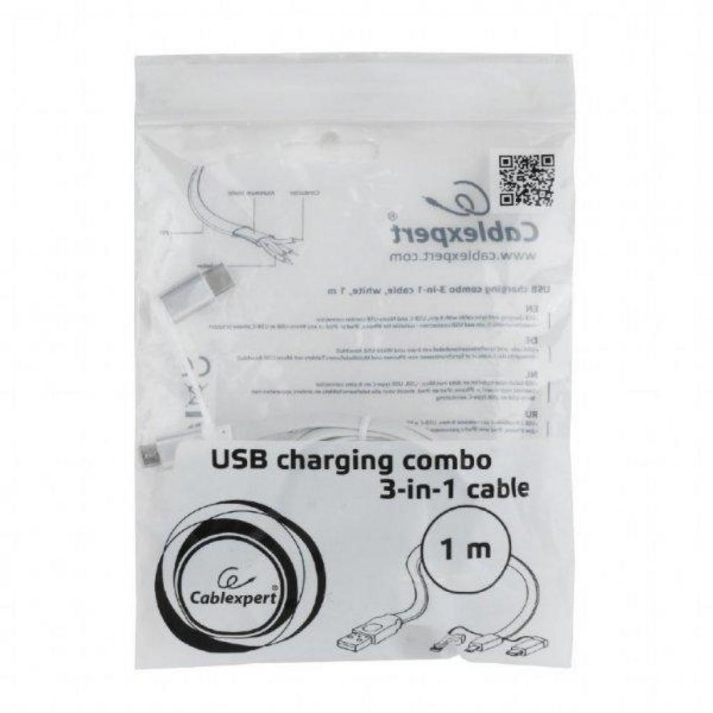 Дата кабель USB 2.0 AM to Lightning + Micro 5P + Type-C 1.0m Cablexpert (CC-USB2-AMLM32-1M-W) - 5 Дата кабель USB 2.0 AM to Lightning + Micro 5P + Type-C 1.0m Cablexpert (CC-USB2-AMLM32-1M-W) - 5