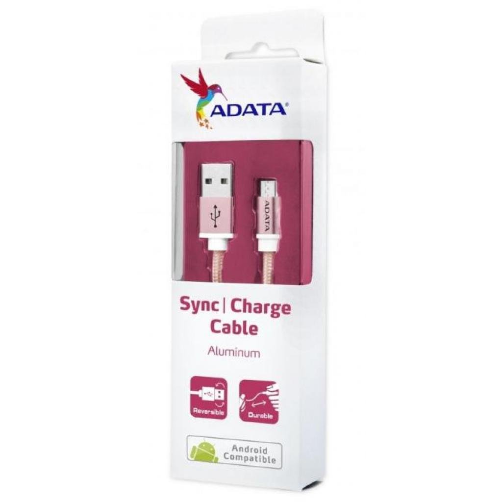 Дата кабель USB 2.0 AM to Micro 5P 1.0m Rose Golden ADATA (AMUCAL-100CMK-CRG) - 3 Дата кабель USB 2.0 AM to Micro 5P 1.0m Rose Golden ADATA (AMUCAL-100CMK-CRG) - 3