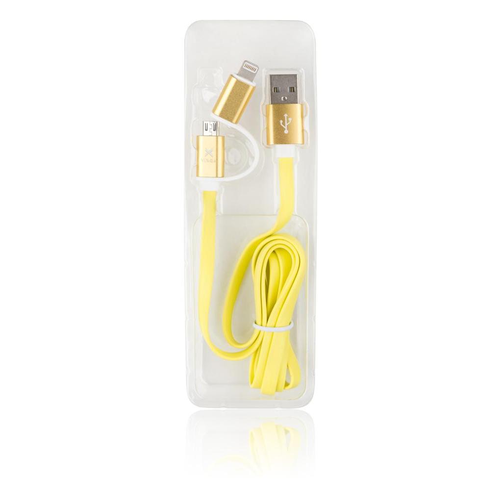 Дата кабель USB 2.0 AM to Lightning + Micro 5P 1.0m flat yellow Vinga (VRC791Y) - 1 Дата кабель USB 2.0 AM to Lightning + Micro 5P 1.0m flat yellow Vinga (VRC791Y) - 1