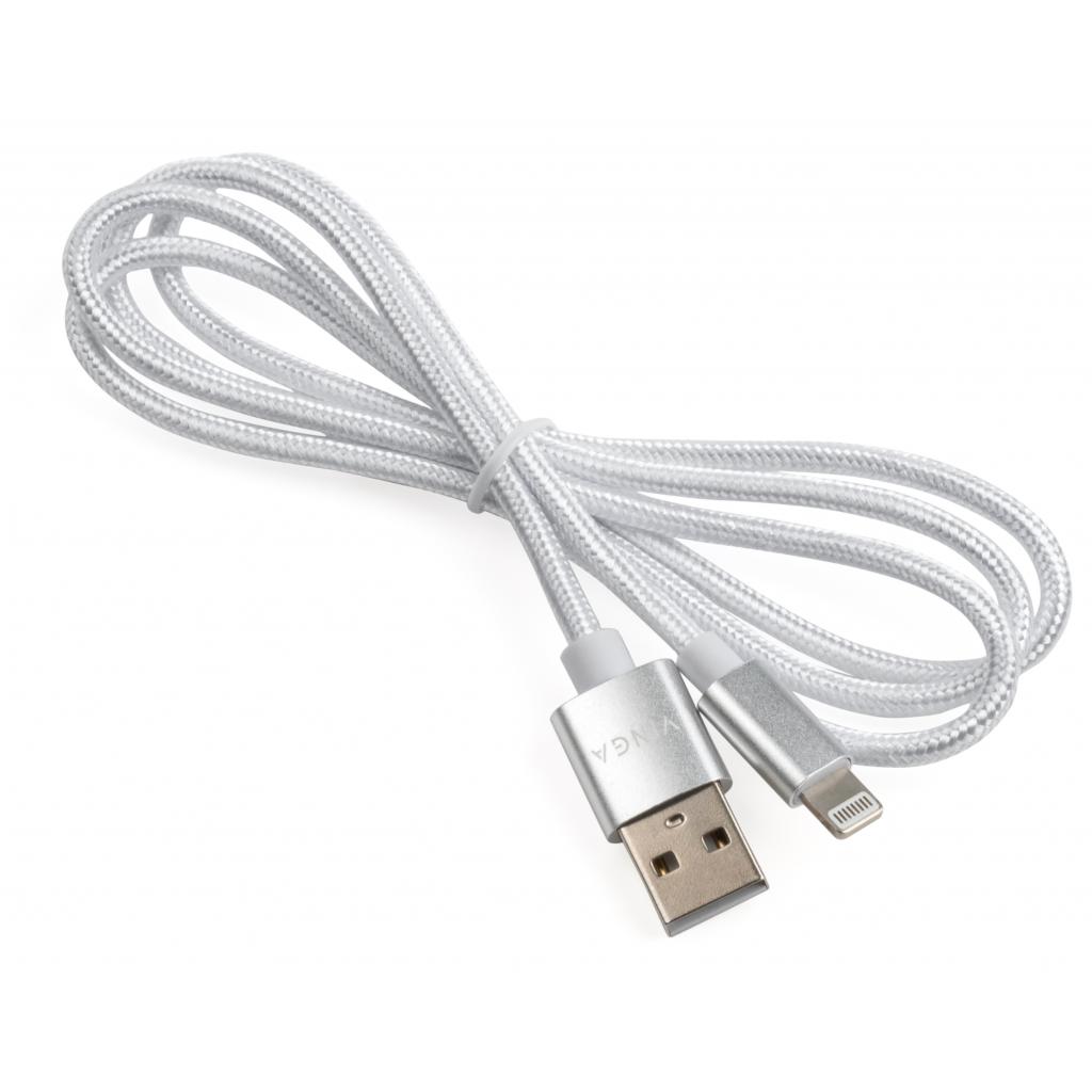 Дата кабель USB 2.0 AM to Lightning 1m nylon silver Vinga (VCPDCLNB1S) - 2