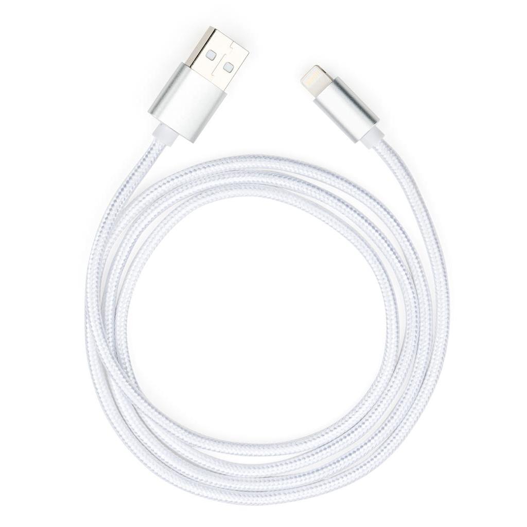 Дата кабель USB 2.0 AM to Lightning 1m nylon silver Vinga (VCPDCLNB1S) - 4