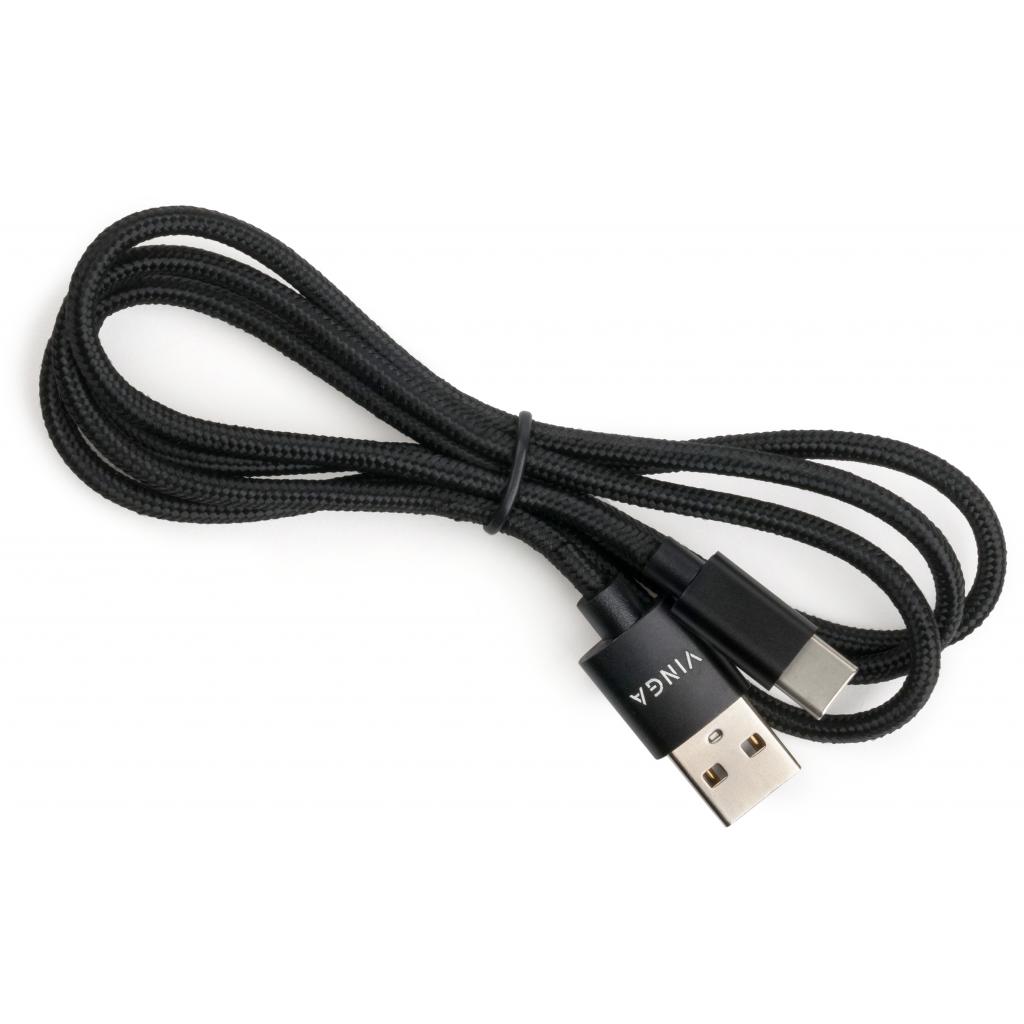 Дата кабель USB 2.0 AM to Type-C 1m nylon black Vinga (VCPDCTCNB1BK) - 2 Дата кабель USB 2.0 AM to Type-C 1m nylon black Vinga (VCPDCTCNB1BK) - 2