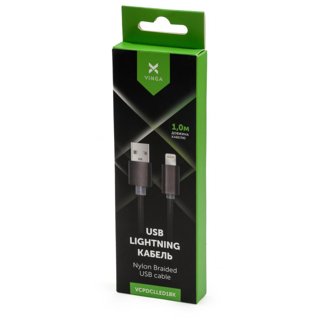 Дата кабель USB 2.0 AM to Lightning 1m LED black Vinga (VCPDCLLED1BK) - 3 Дата кабель USB 2.0 AM to Lightning 1m LED black Vinga (VCPDCLLED1BK) - 3