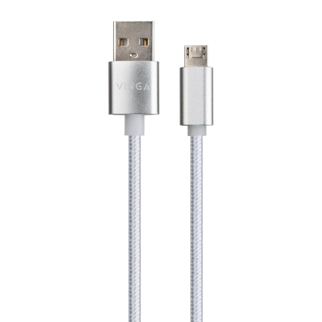 Дата кабель USB 2.0 AM to Micro 5P 1m LED silver Vinga (VCPDCMLED1S) - 1 Дата кабель USB 2.0 AM to Micro 5P 1m LED silver Vinga (VCPDCMLED1S) - 1
