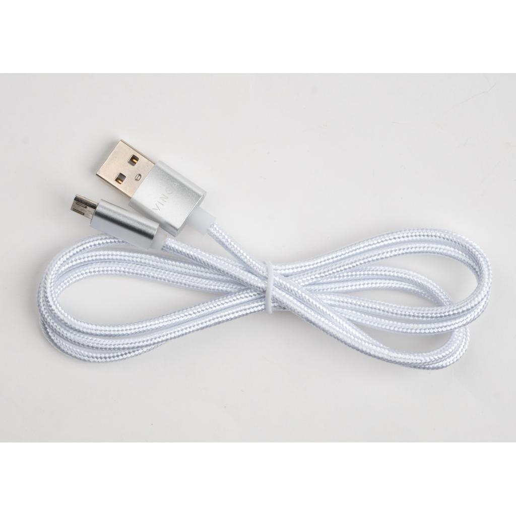 Дата кабель USB 2.0 AM to Micro 5P 1m LED silver Vinga (VCPDCMLED1S) - 2 Дата кабель USB 2.0 AM to Micro 5P 1m LED silver Vinga (VCPDCMLED1S) - 2