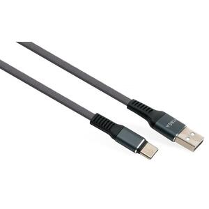 Дата кабель USB 2.0 AM to Type-C 1m flat nylon gray Vinga (VCPDCTCFNB1GR)