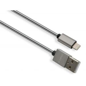 Дата кабель USB 2.0 AM to Lightning 1m stainless steel silver Vinga (VCPDCLSSJ1S)