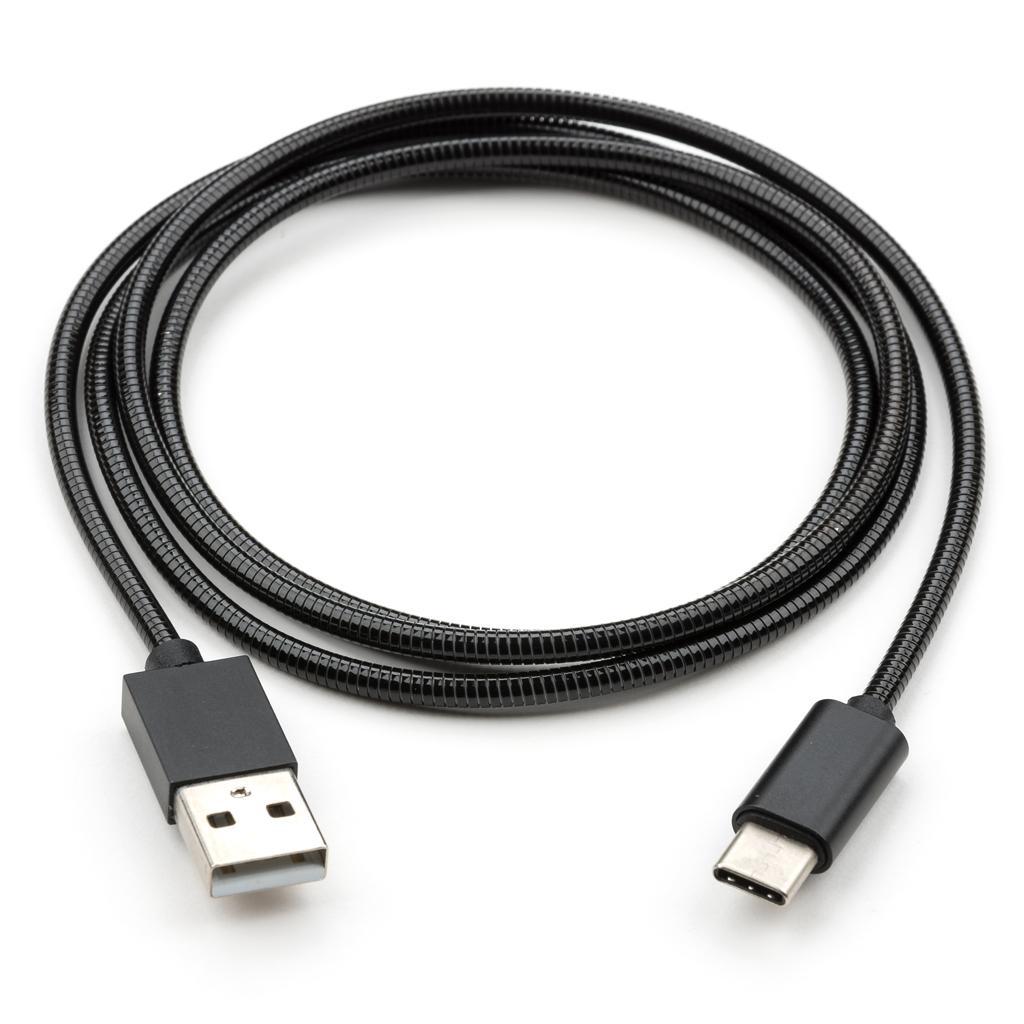 Дата кабель USB 2.0 AM to Type-C 1m stainless steel black Vinga (VCPDCTCSSJ1BK) - 1 Дата кабель USB 2.0 AM to Type-C 1m stainless steel black Vinga (VCPDCTCSSJ1BK) - 1