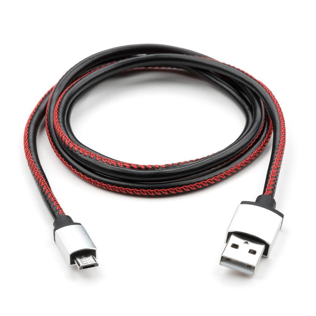 Дата кабель USB 2.0 AM to Micro 5P 1m pu leather black Vinga (VCPDCMLS1BK) - 1 Дата кабель USB 2.0 AM to Micro 5P 1m pu leather black Vinga (VCPDCMLS1BK) - 1