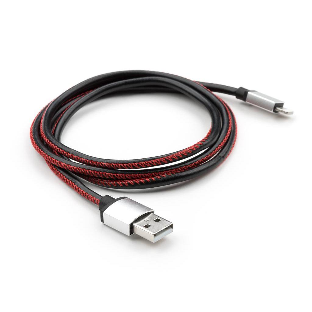 Дата кабель USB 2.0 AM to Lightning 1m pu leather black Vinga (VCPDCLLS1BK) - 2