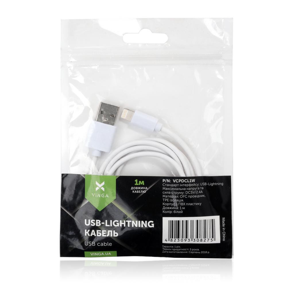 Дата кабель USB 2.0 AM to Lightning PVC 1m white Vinga (VCPDCL1W) - 3 Дата кабель USB 2.0 AM to Lightning PVC 1m white Vinga (VCPDCL1W) - 3