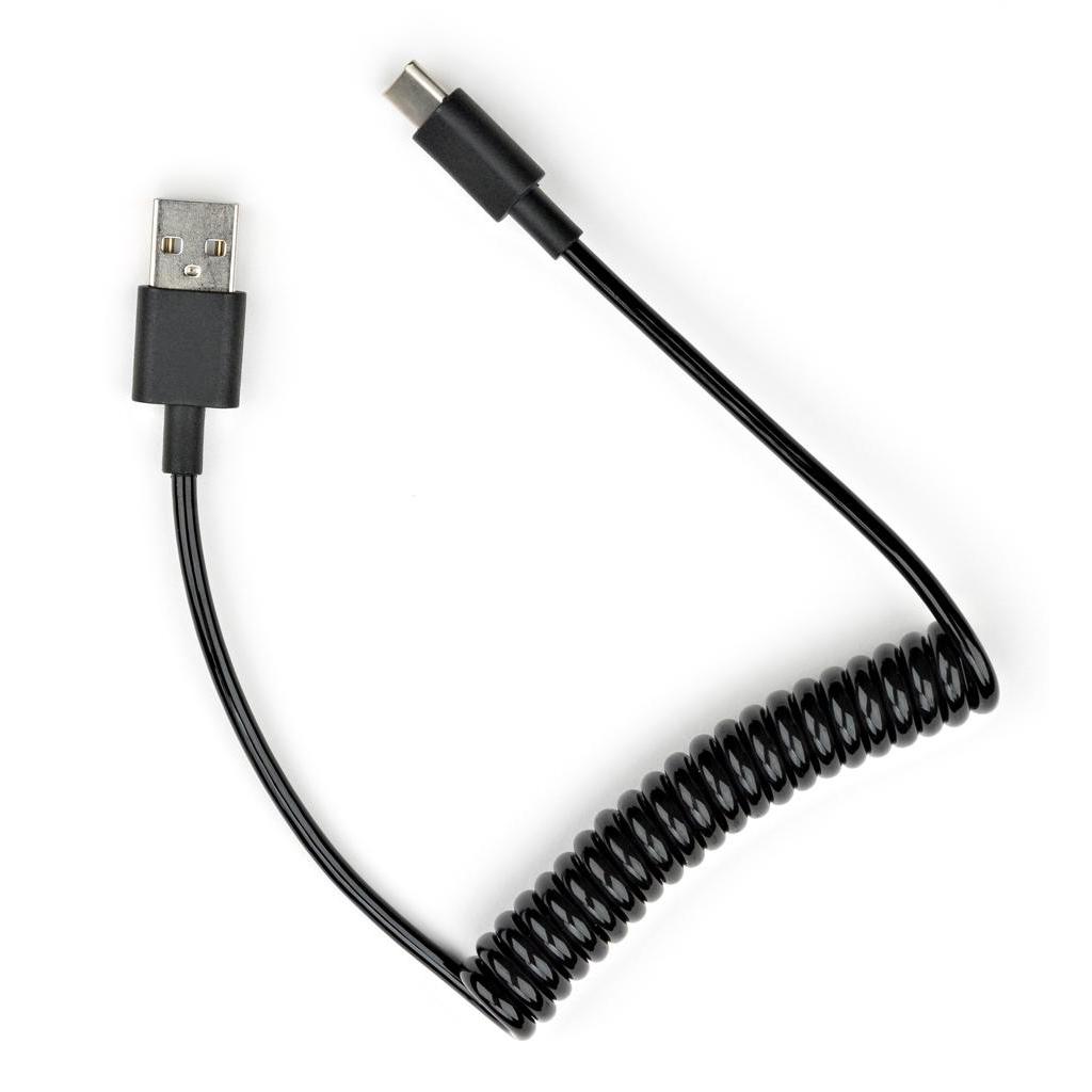 Дата кабель USB 2.0 AM to Type-C Spring 1m black Vinga (VCPDCTCS1BK) - 1