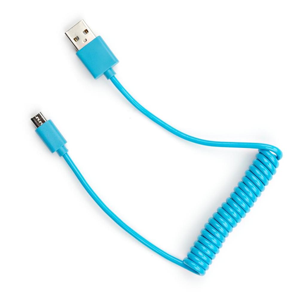 Дата кабель USB 2.0 AM to Micro 5P Spring 1m blue Vinga (VCPDCMS1B) - 1