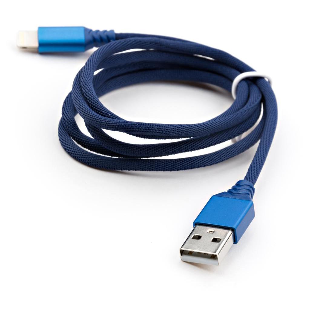 Дата кабель USB 2.0 AM to Lightning nylon 1m blue Vinga (VCPDCLNB21B) - 2