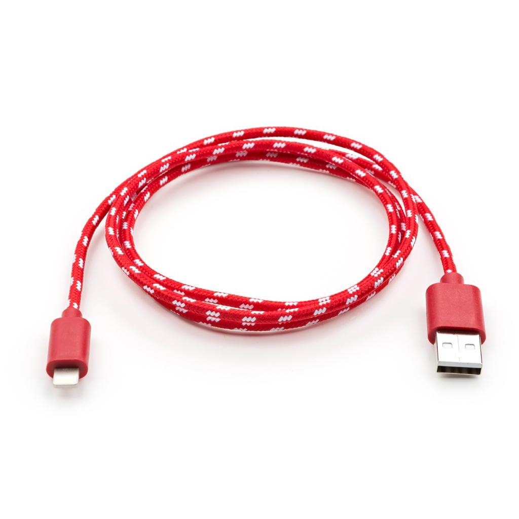 Дата кабель USB 2.0 AM to Lightning 2color nylon 1m red Vinga (VCPDCLNB31R) - 1